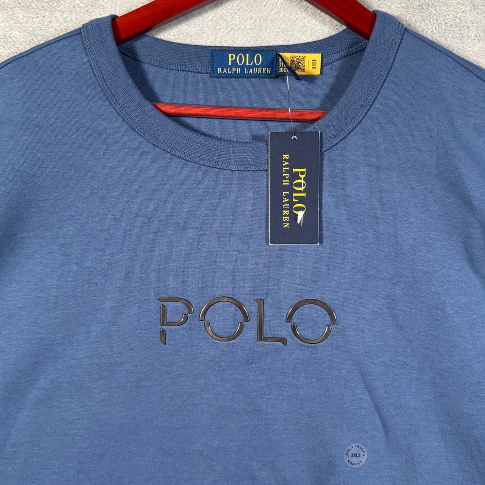 Polo Ralph Lauren Sweatshirt Mens 3XLT 3XL Tall Blue Crew Neck Spell Out $168